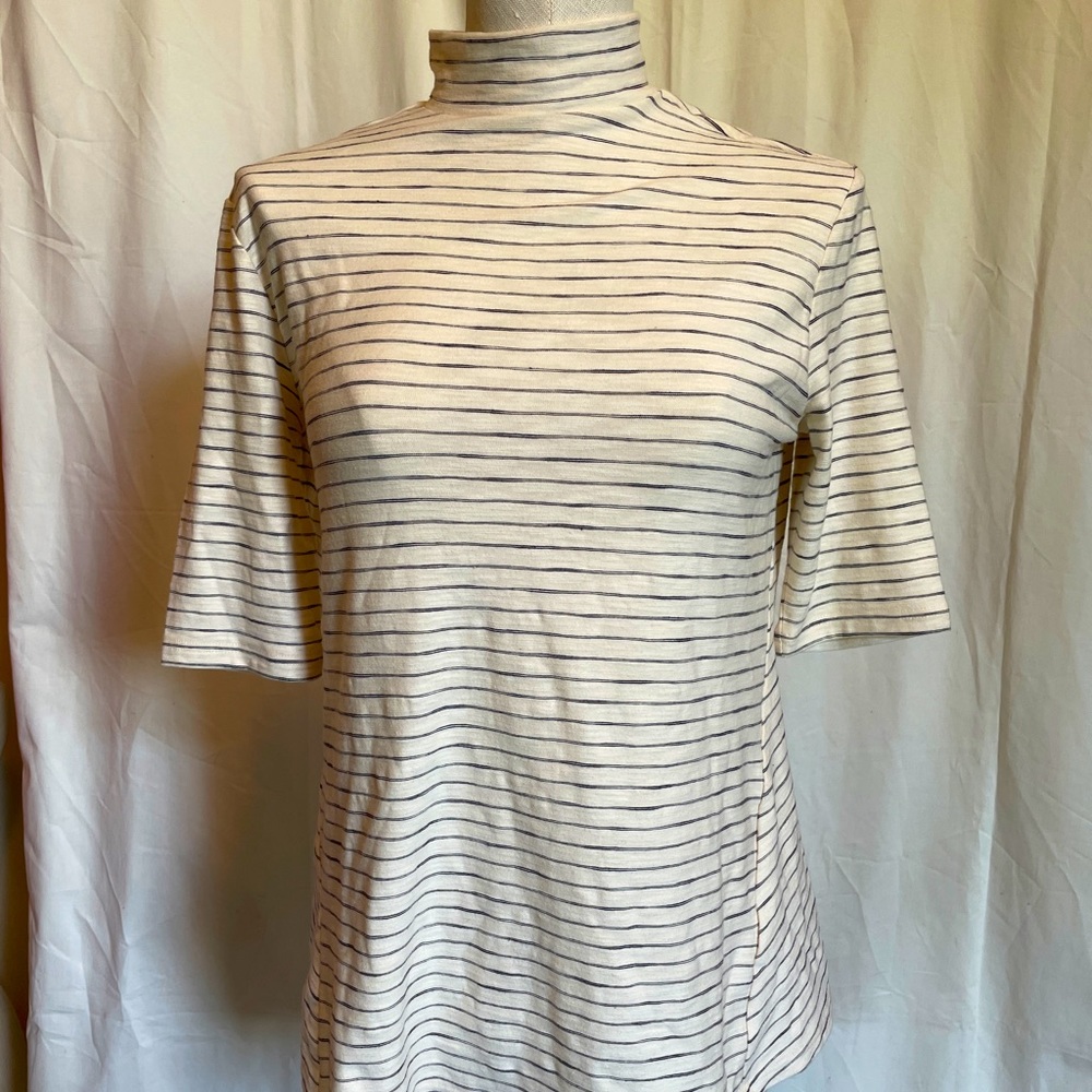 H by Halston mock neck striped comfy top